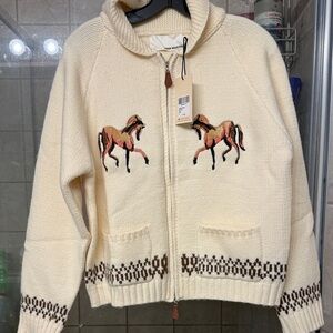Pink Martini Cream Cardigan with Horse Design